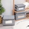 Fabric Storage boxes,Storage Baskets for Shelves with Lids, Fabric Storage Bins with Handles, Decorative Linen Closet Organizers Boxes,Small, Gray, 1-Pack